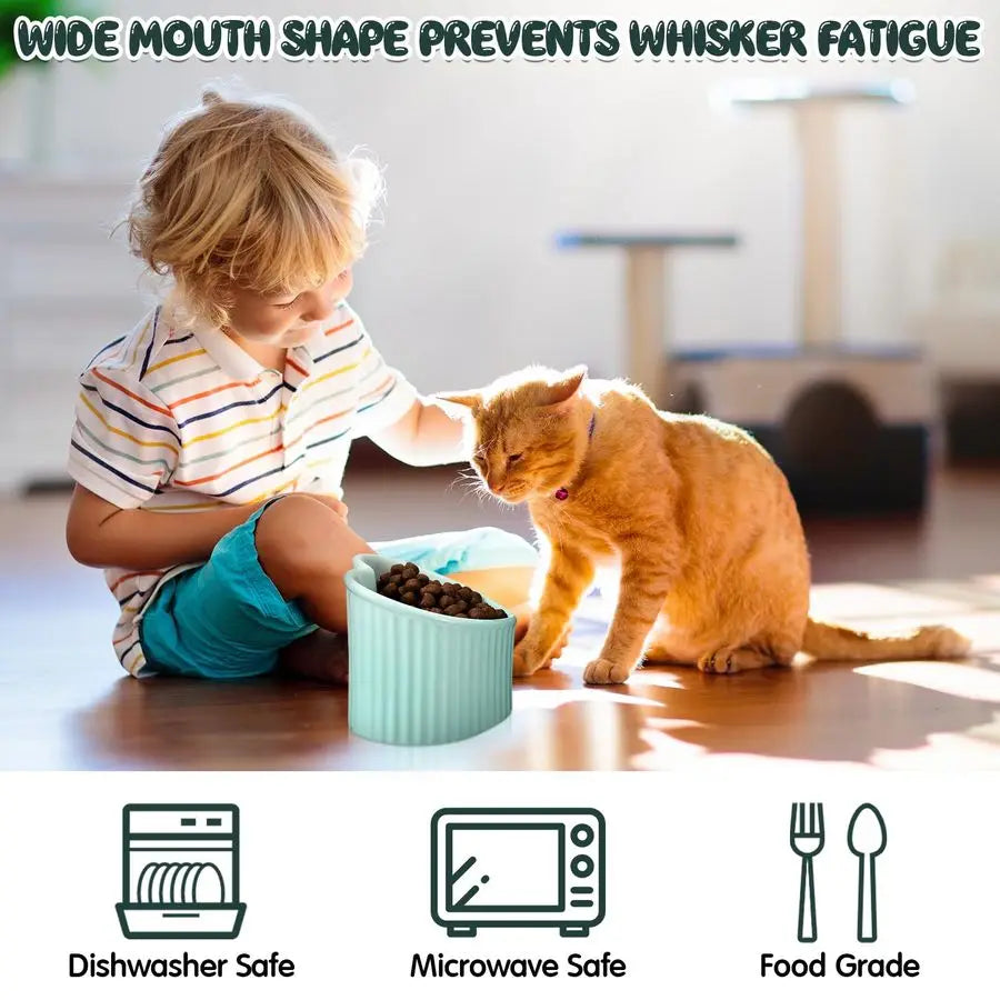 4 Pcs Elevated Cat Food Bowls, Ceramic Raised Cat Bowls, Shallow, Less Digestion Issues, Anti Vomiting, No Stress for Food and W